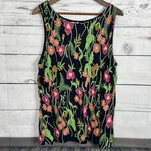 Anthropologie Meadow Rue Womens Tank Top Shirt size Large Embroidered Floral